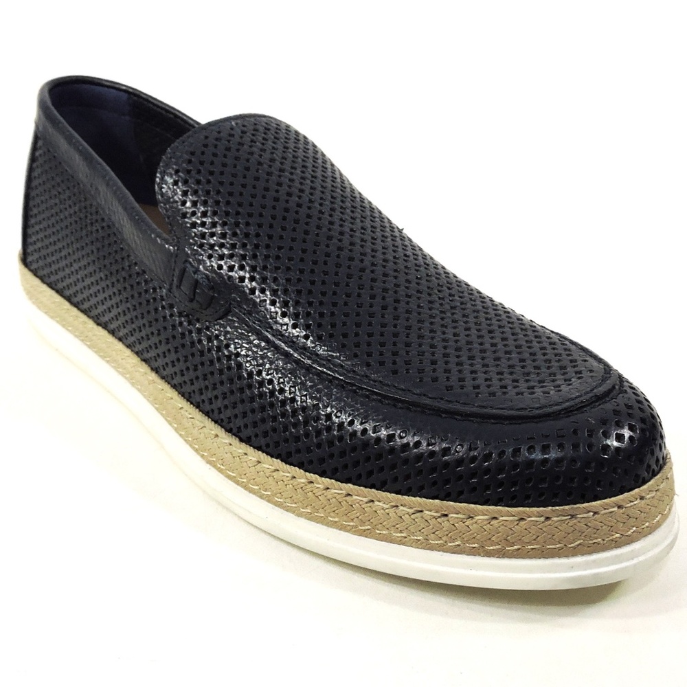 PRINCIPE DI BOLOGNA ๐ฎ๐น MEN'S BLUE SOFT LEAHER SUMMER FLAT LOAFERS - Picture 3 of 7